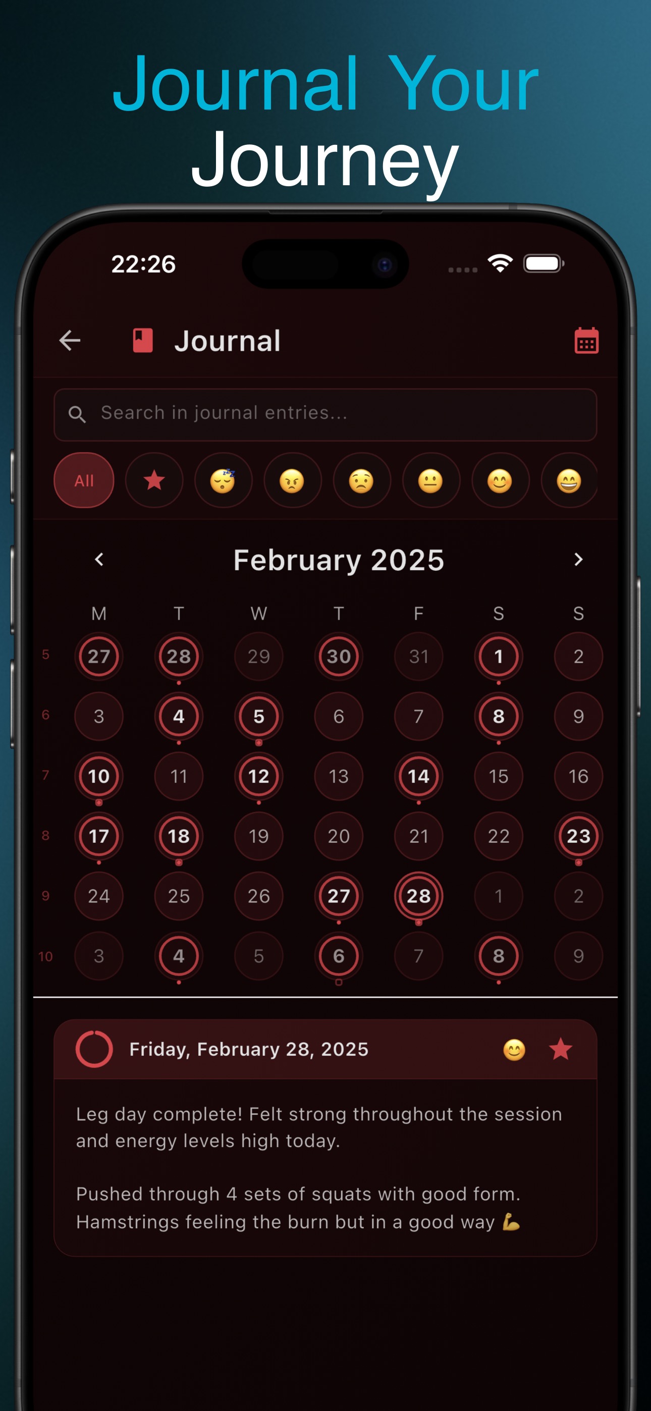 TaskStack App Screenshot - Journal Your Journey